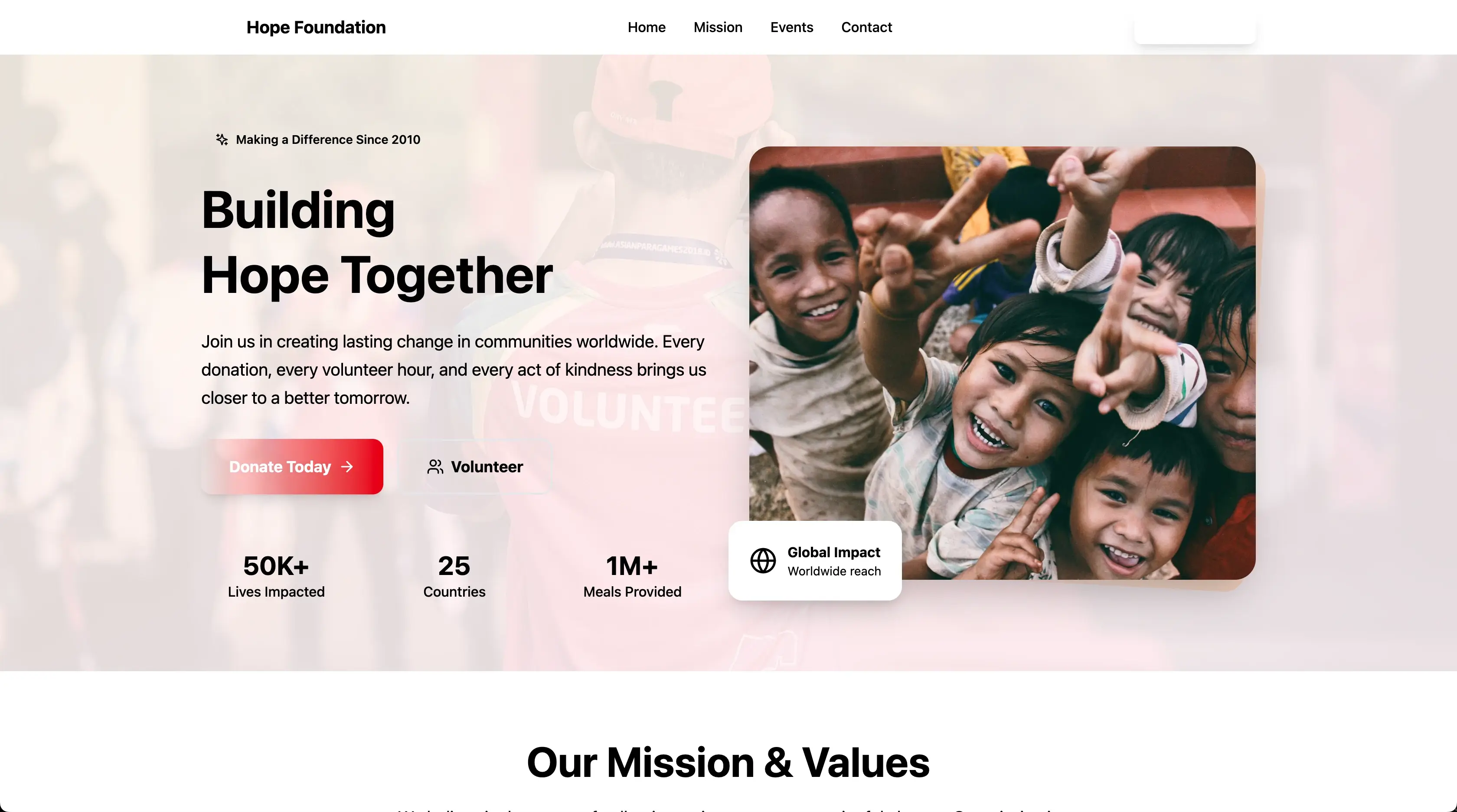 Non-Profit Organization Website